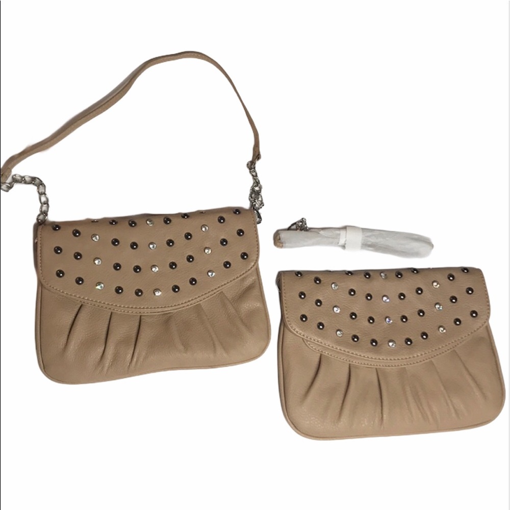Grace Adele Rae Sand Clutch Bling Stud with strap